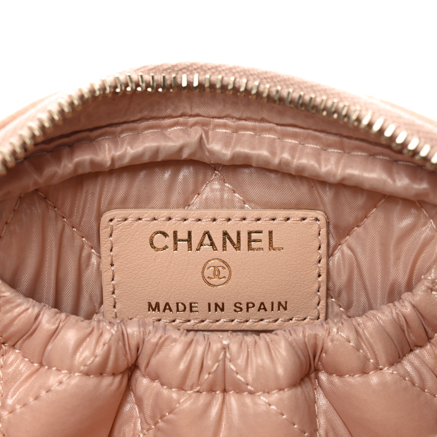 Chanel Caviar Quilted Small Curvy Pouch Cosmetic Case Light Beige 6 of 7
