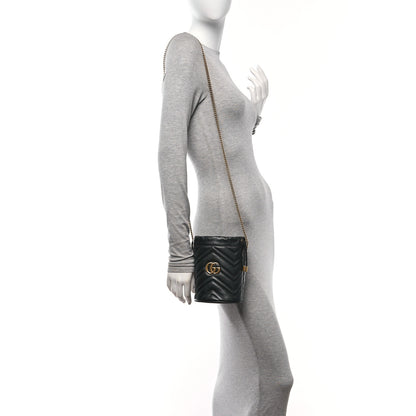 Gucci Calfskin Matelasse Mini GG Marmont 2.0 Bucket Bag Black 2 of 11