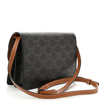 Celine Triomphe Canvas Lambskin Wallet On Strap Tan 3 of 10