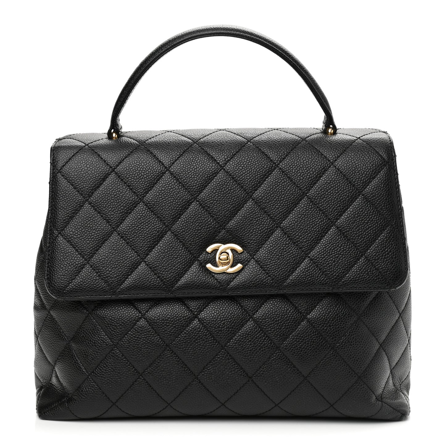Caviar Quilted Jumbo Kelly Flap Black