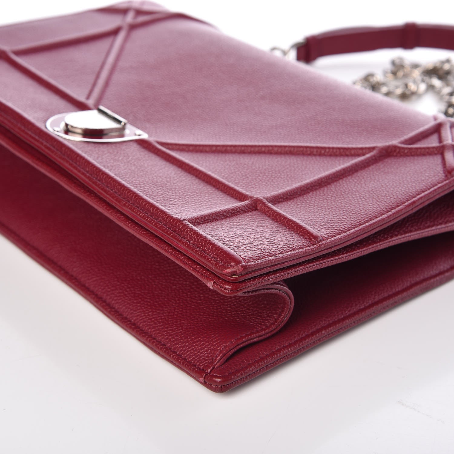 Christian Dior Grained Calfskin Large Diorama Flap Bag Burgundy 11 of 13