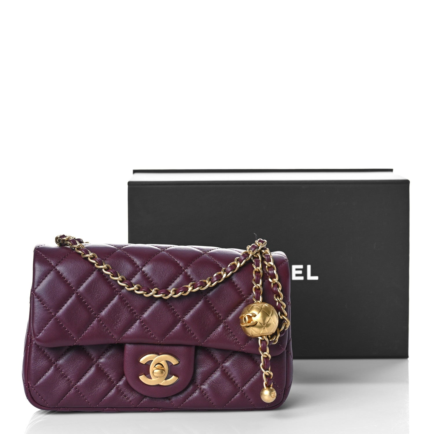 Chanel Lambskin Quilted Mini Rectangular Pearl Crush Flap Burgundy 10 of 10