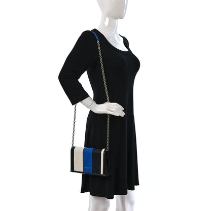 Balenciaga Agneau Arena Multicolore Bazar Chain Shoulder Bag Bleu White Black 2 of 8