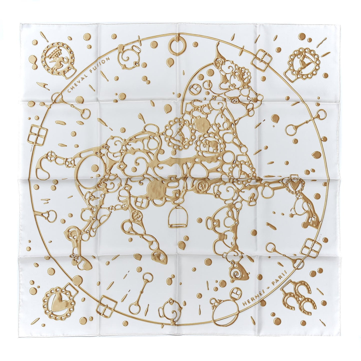 Silk Cheval Fusion Scarf 90 White Or