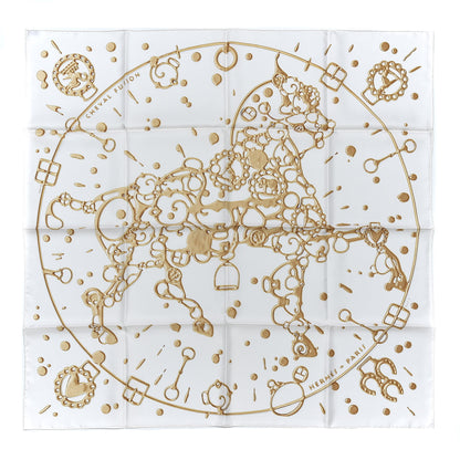 Hermes Silk Cheval Fusion Scarf 90 White Or 1 of 4
