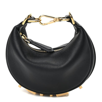 Fendi Vitello Grace Matte Nano Fendigraphy Hobo Charm Black 1 of 8