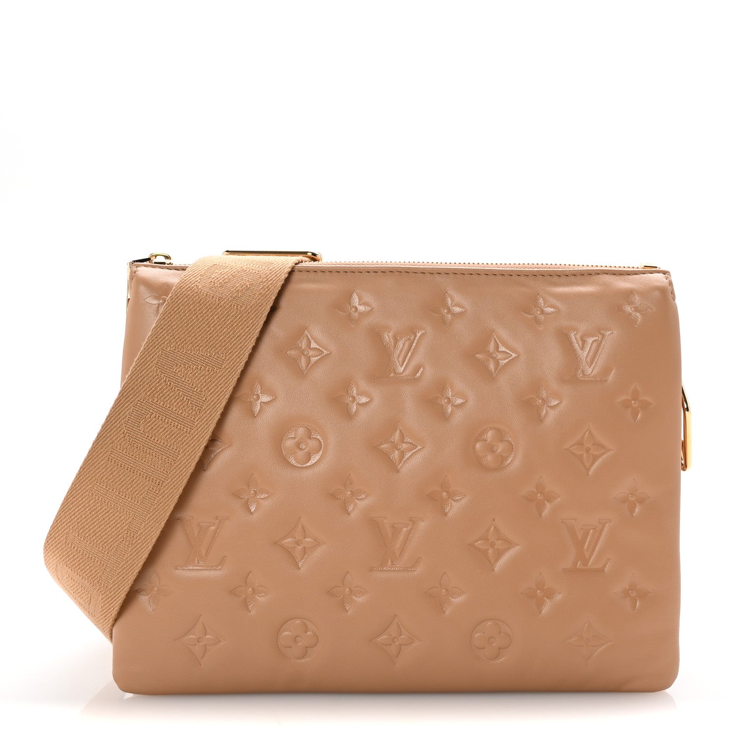 Louis Vuitton Lambskin Embossed Monogram Coussin PM Camel 1 of 9