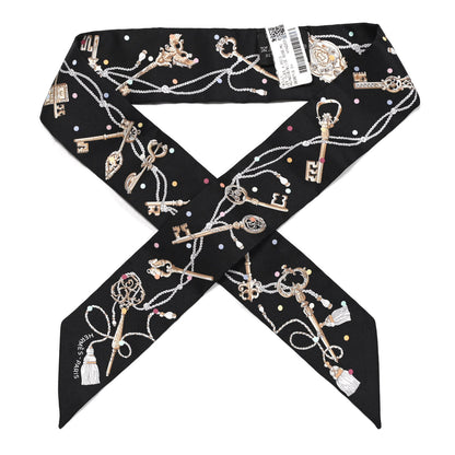 Hermes Silk Les Cles A Pois Twilly Black Beige Rose Multicolor 1 of 4