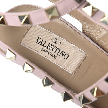 Valentino Garavani Pebbled Calfskin Rockstud Ankle Strap Pumps 36 Poudre 9 of 11