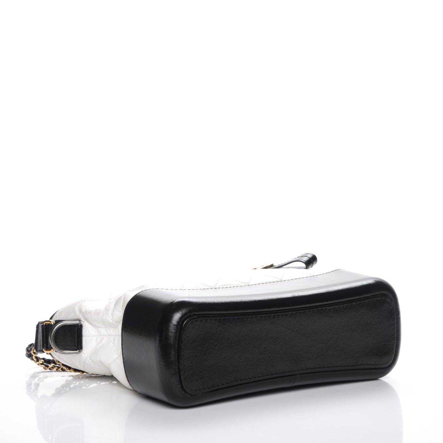 Aged Calfskin Quilted Medium Gabrielle Hobo Black White