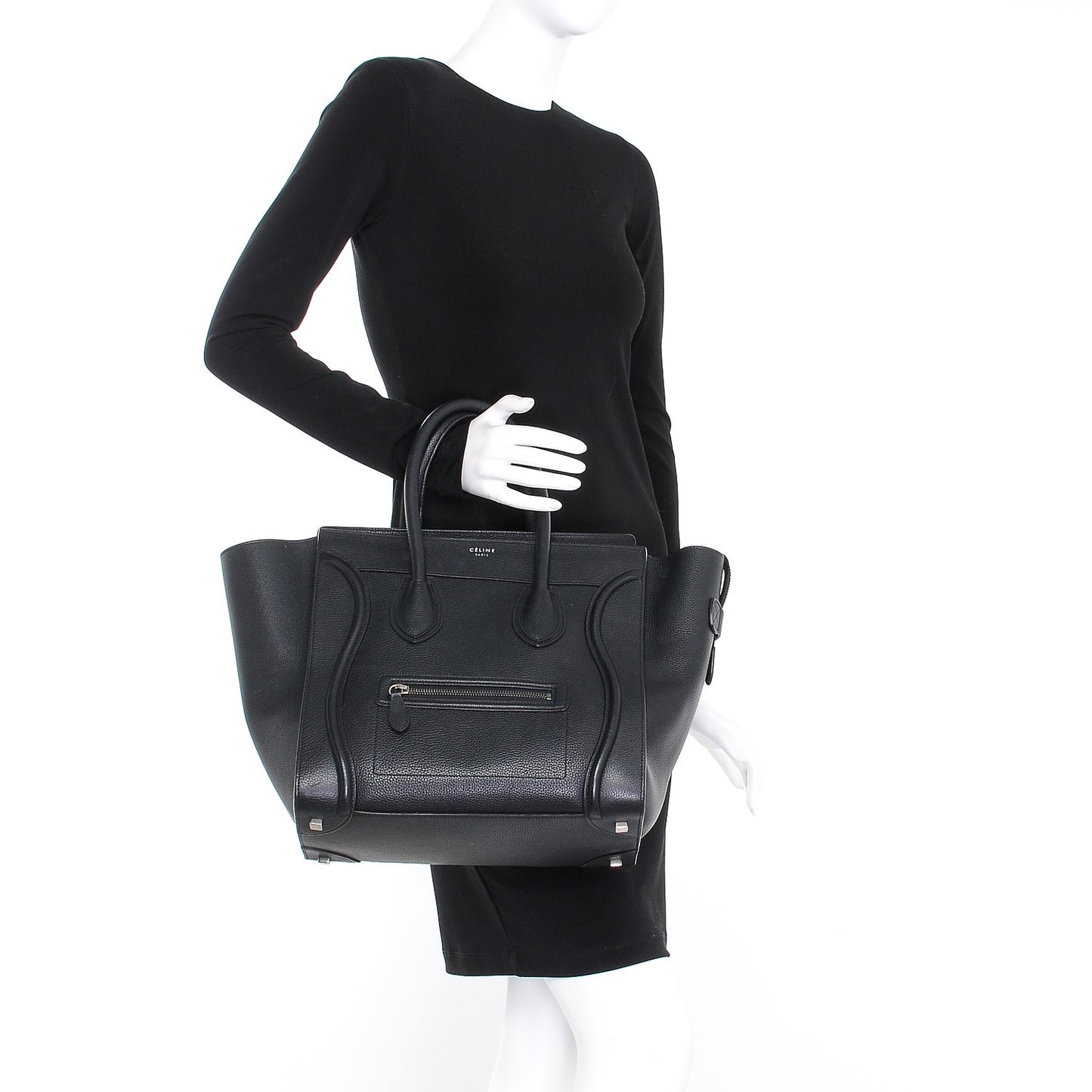 Drummed Calfskin Mini Luggage Black