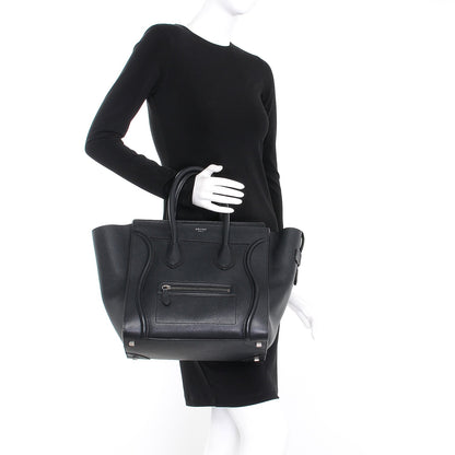 Celine Drummed Calfskin Mini Luggage Black 2 of 11