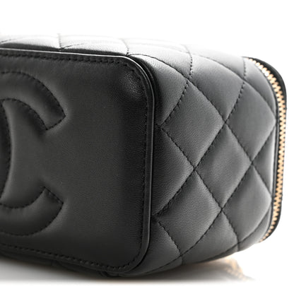 Chanel Lambskin Quilted Pearl Crush Small Vanity Case With Chain Black 10 of 11