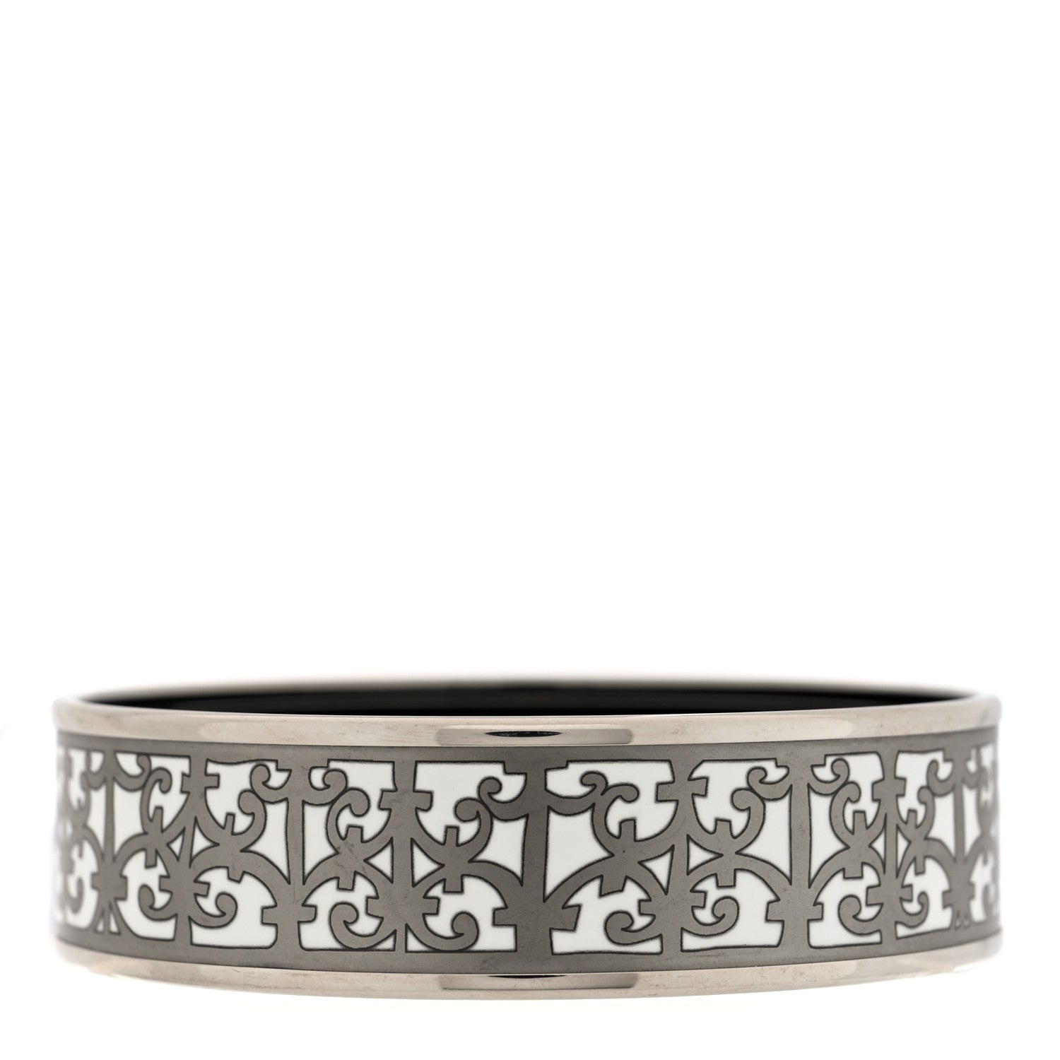 Hermes Enamel Printed Wide Balcons du Guadalquivir Bracelet Silver