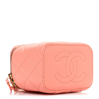 Chanel Lambskin Quilted Pearl Crush Mini Vanity Case With Chain Coral 4 of 10
