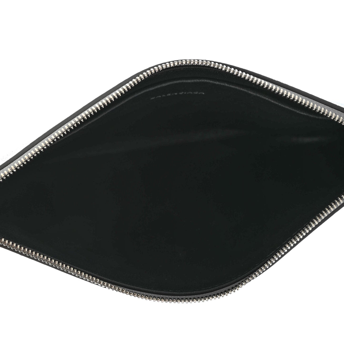 Metallic Goatskin Logo Large Everyday Zip Pouch Argent Black