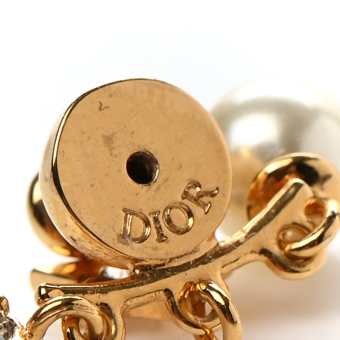 Pearl Crystal Dio(r)evolution Earrings Aged Gold