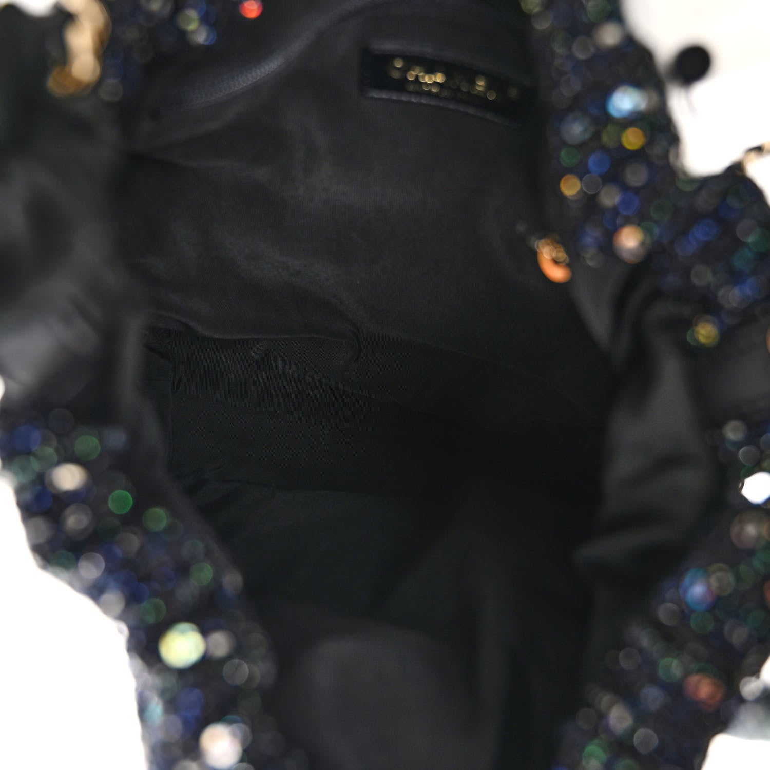 Chanel Tweed Pearl Handle Drawstring Bag Black Ecru 5 of 10