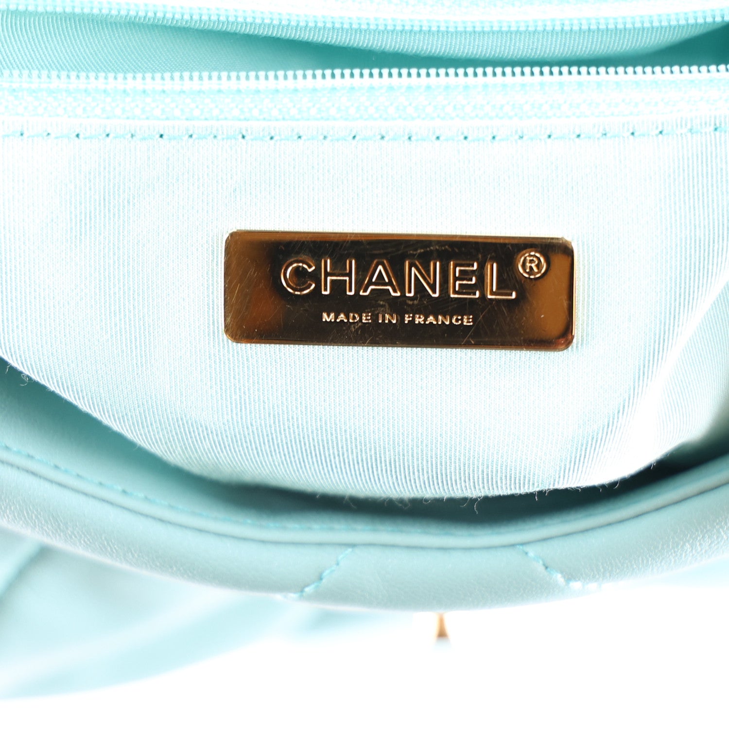 Chanel Goatskin Quilted Medium Chanel 19 Flap Light Blue 6 of 10