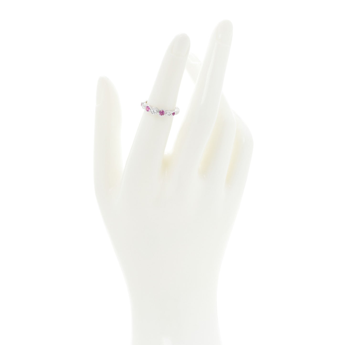 Platinum Diamond Pink Sapphire Jazz Ring 50 5.5