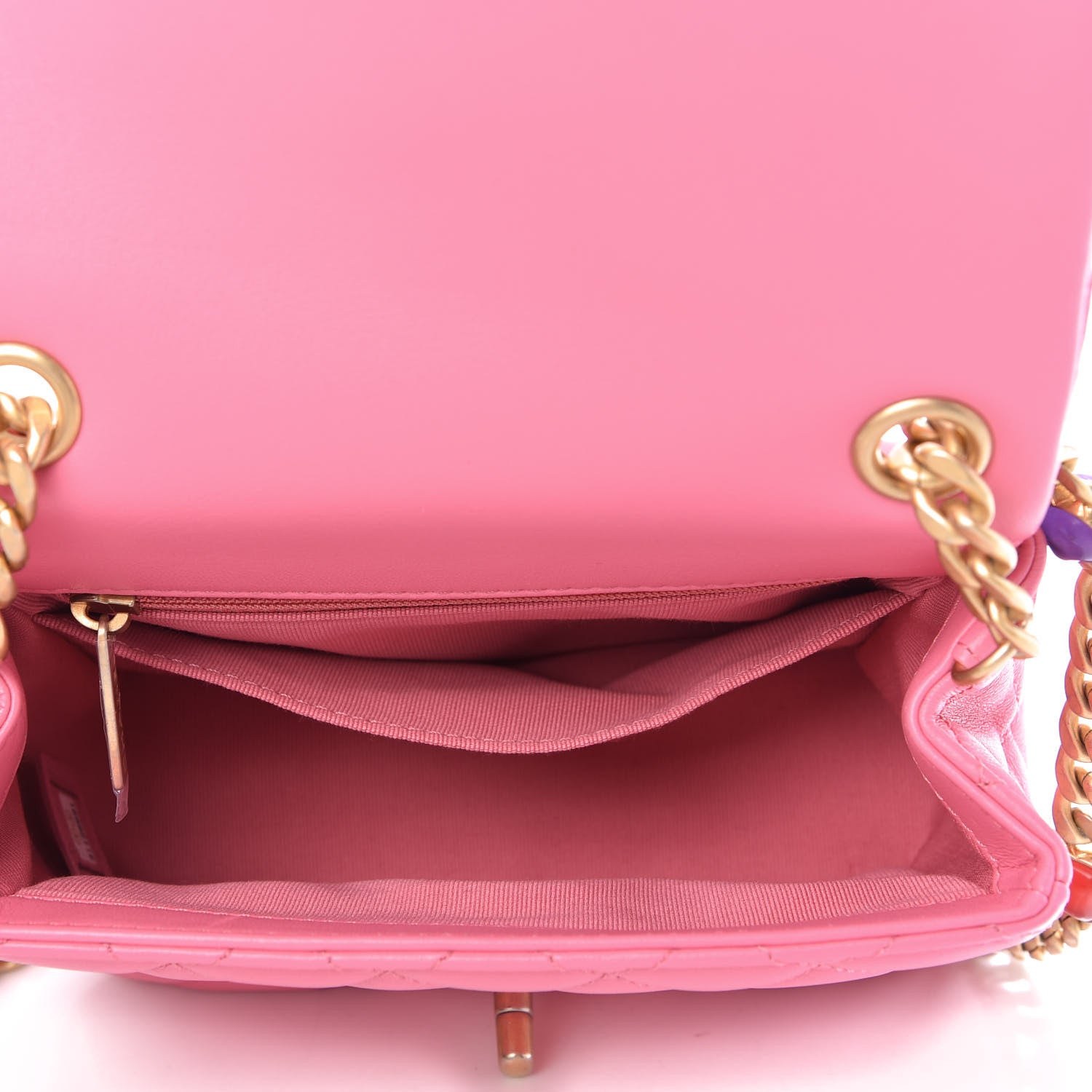 Chanel Lambskin Resin Quilted Mini Pearl Samba Square Flap Pink 5 of 10