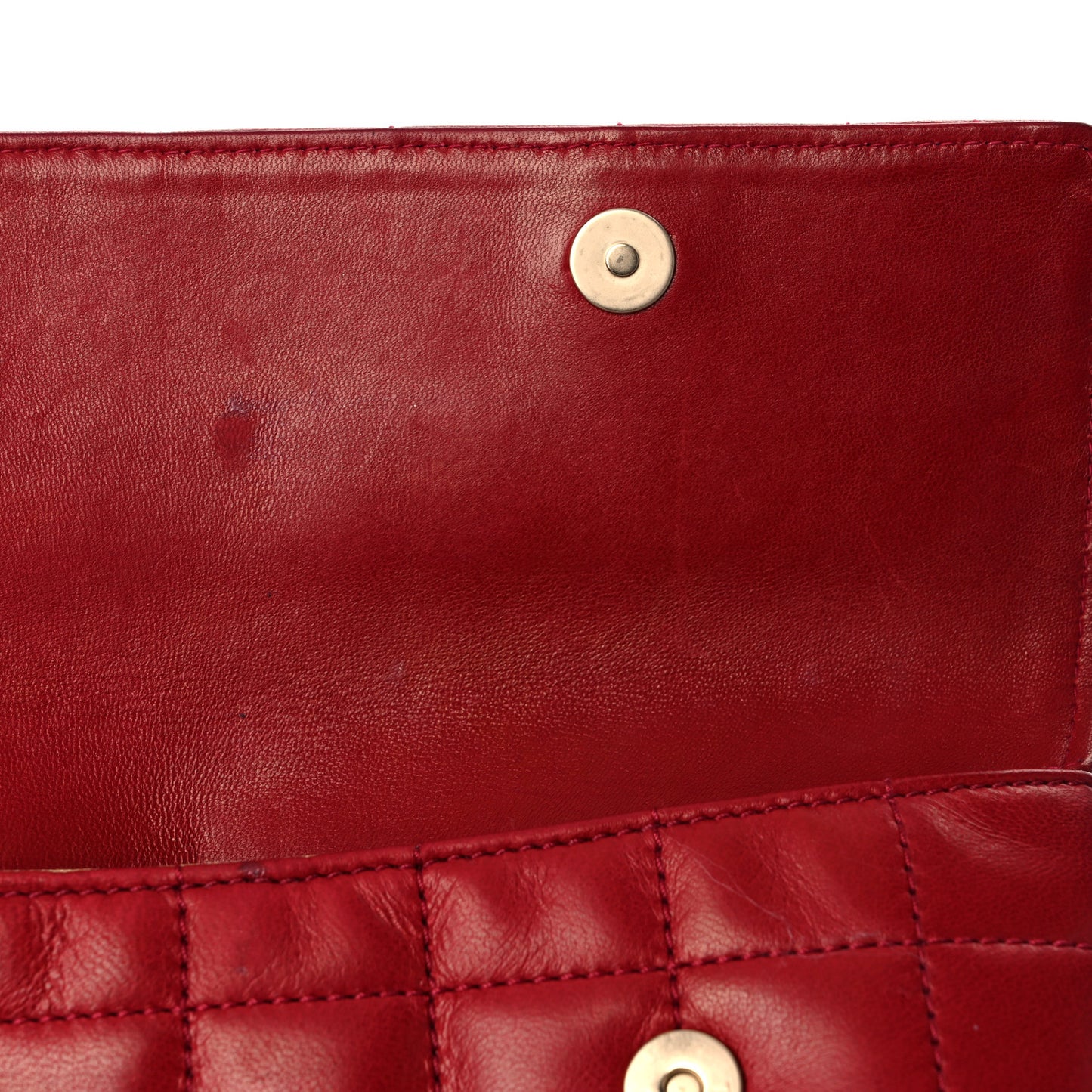 Lambskin Chocolate Bar Mademoiselle Flap Shoulder Bag Red