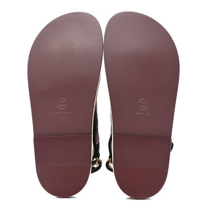 Chanel Calf Hair Suede Shearling Dad Sandals 36 Burgundy Black 6 of 10