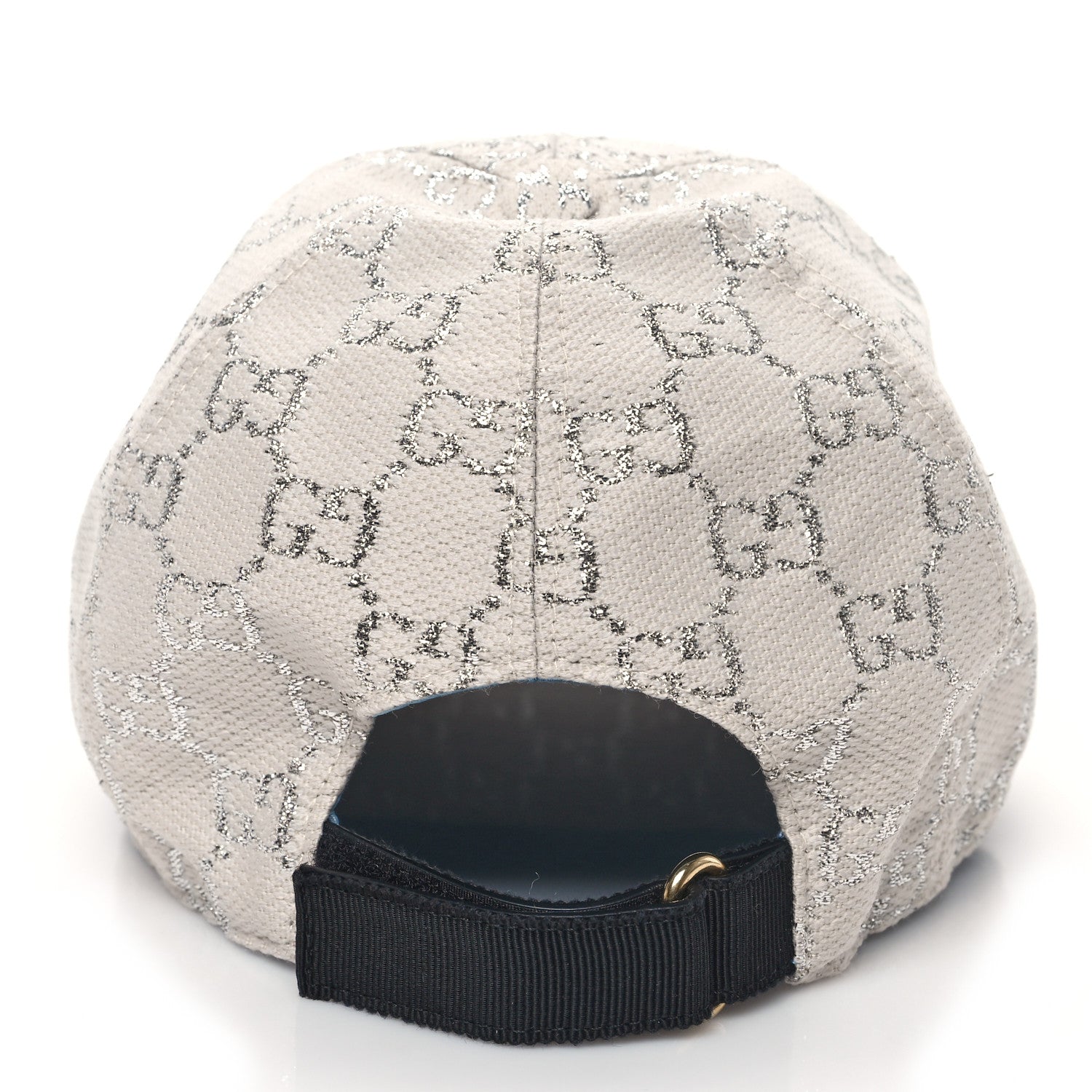 Gucci Canvas Lame GG Monogram Rush Baseball Hat M Gardenia Silver 5 of 8
