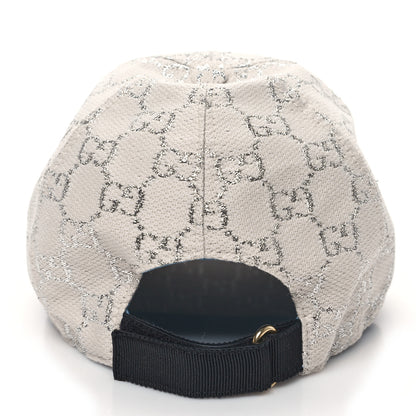 Gucci Canvas Lame GG Monogram Rush Baseball Hat M Gardenia Silver 5 of 8