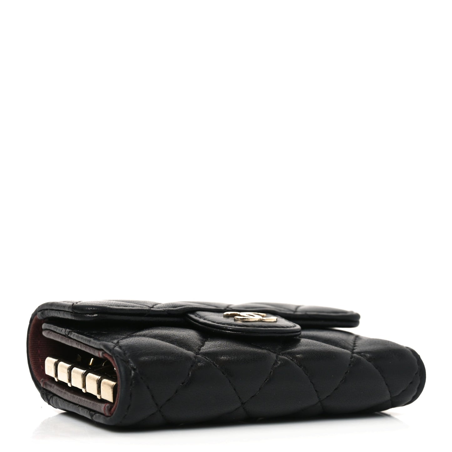 Lambskin Quilted 4 Key Holder Black