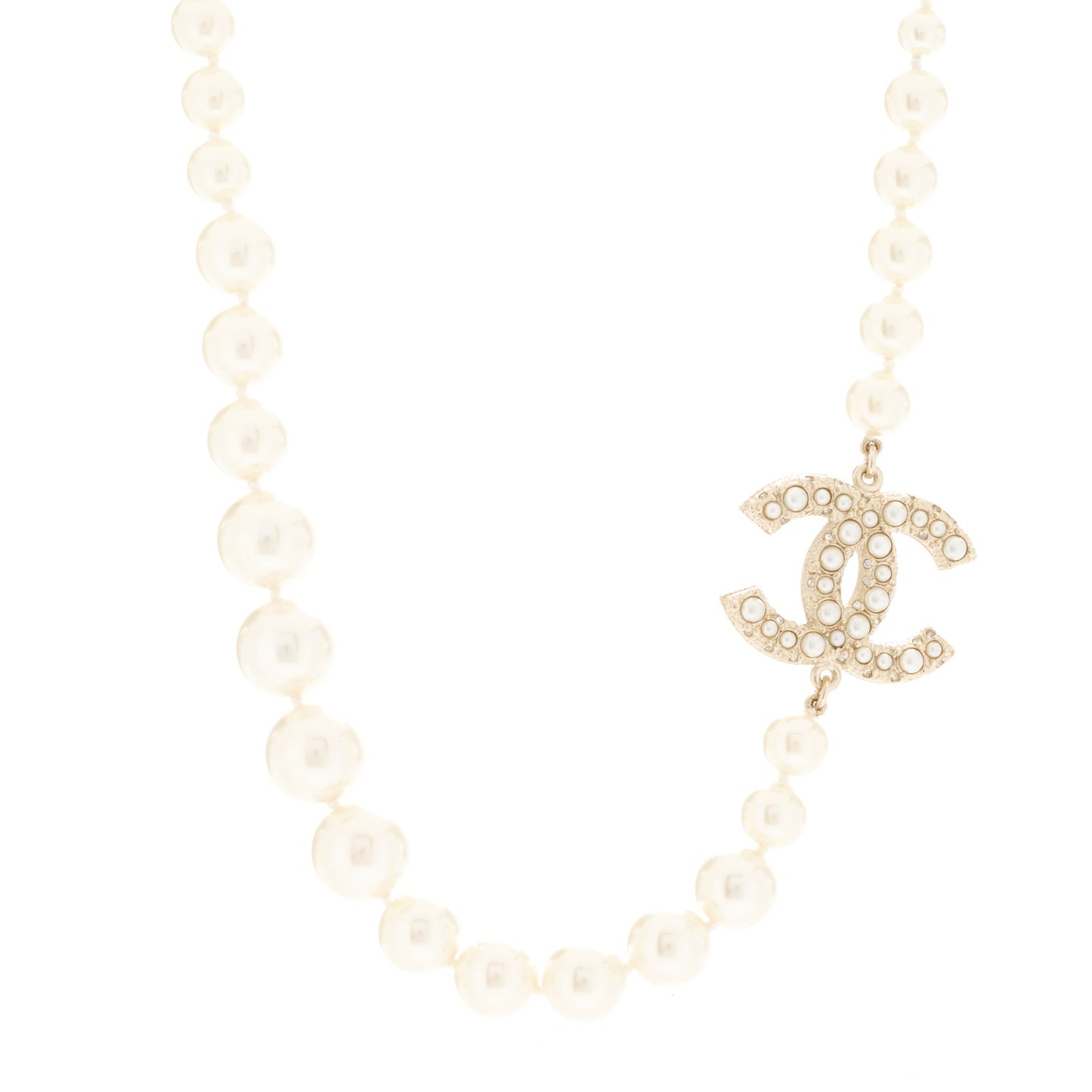 Pearl CC 100th Anniversary Necklace Light Gold