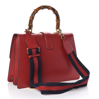 Gucci Moon Calfskin Web Large Dionysus Bamboo Top Handle Bag Hibiscus Red 3 of 13