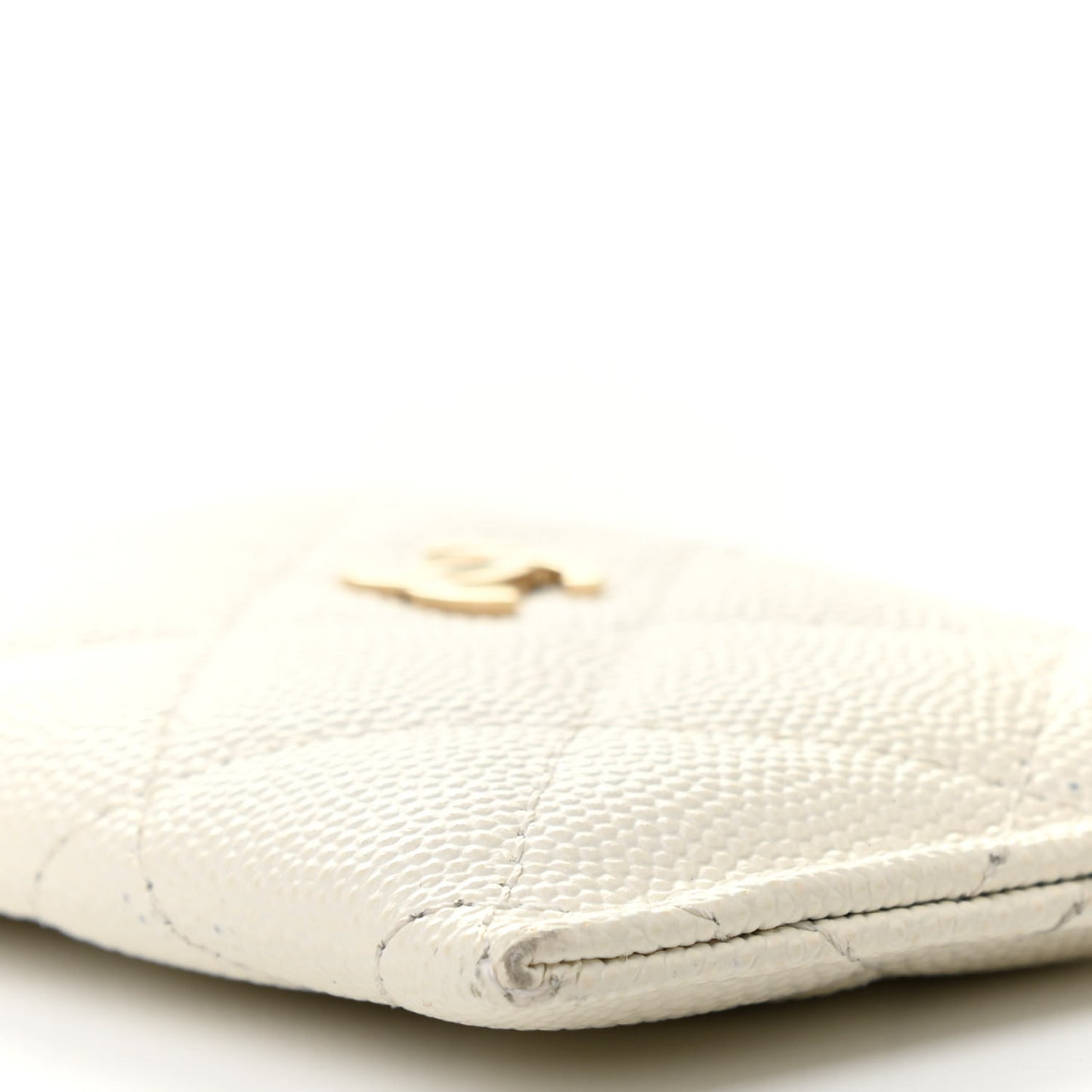 Caviar Quilted Card Holder White