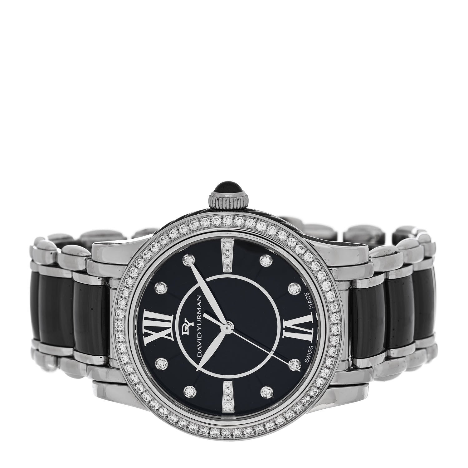 David Yurman Stainless Steel Ceramic Diamond Bezel 34mm Classic Quartz Watch Black 2 of 4