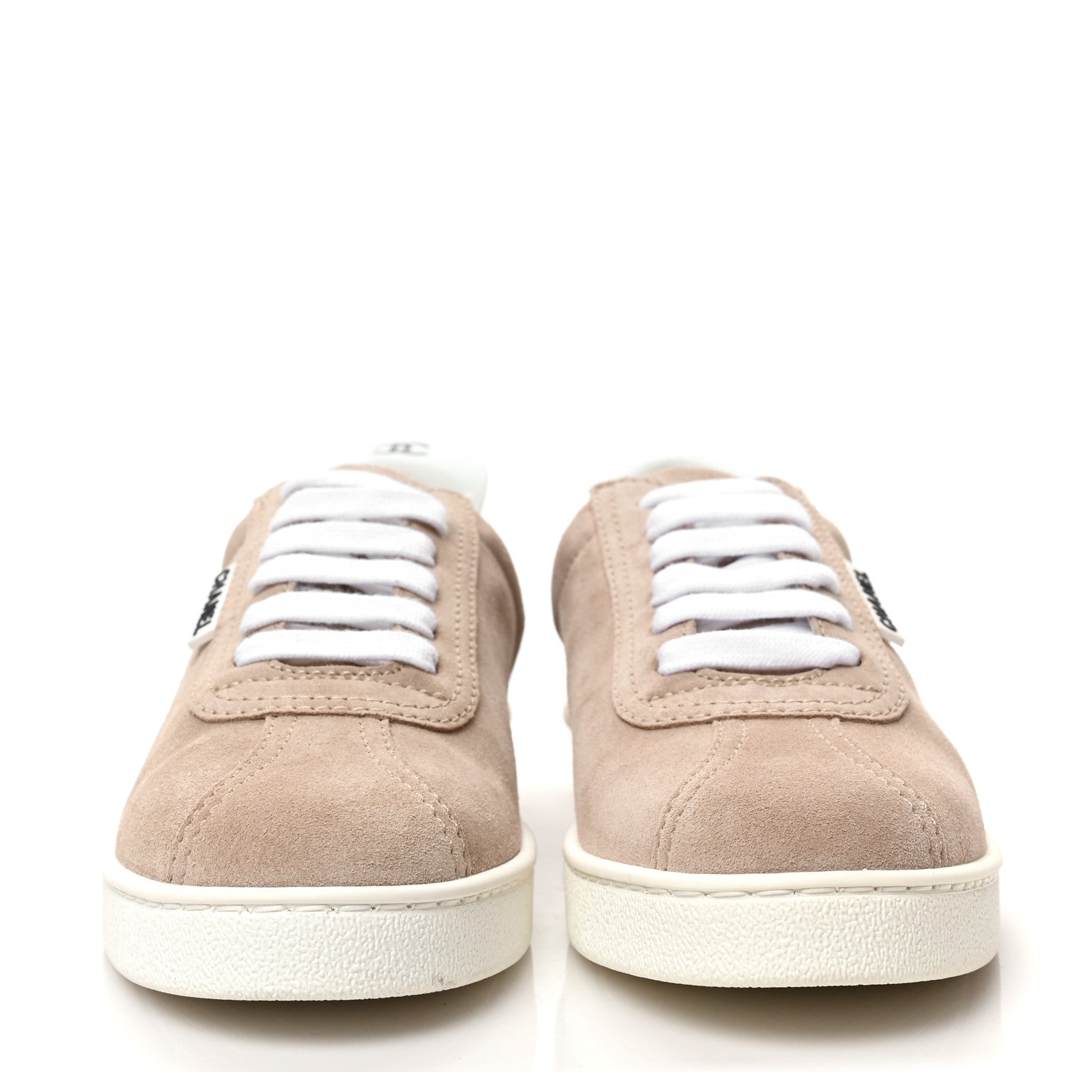 Chanel Suede Calfskin Womens Sneakers 38.5 Dark Beige 2 of 7