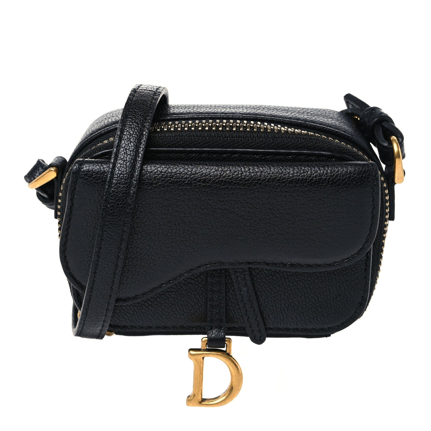 Goatskin Mini Saddle Pouch Black
