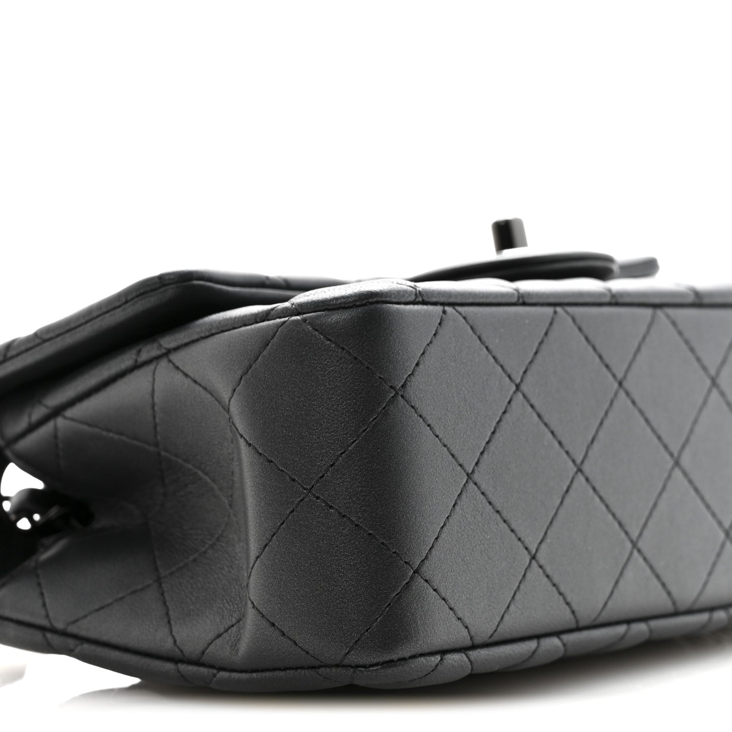 Pearly Lambskin Quilted Mini Rectangular Flap So Black