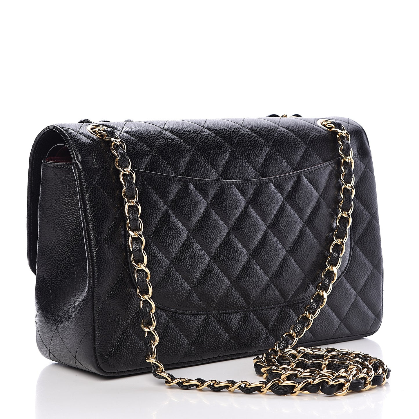Caviar Quilted Jumbo Double Flap Black
