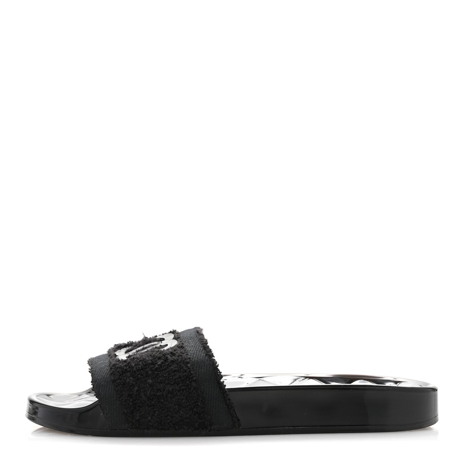 Chanel PVC Fabric CC Flat Slide Sandals 39 Black 1 of 8