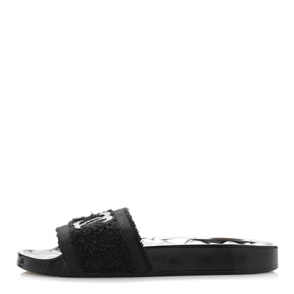 Chanel PVC Fabric CC Flat Slide Sandals 39 Black 1 of 8