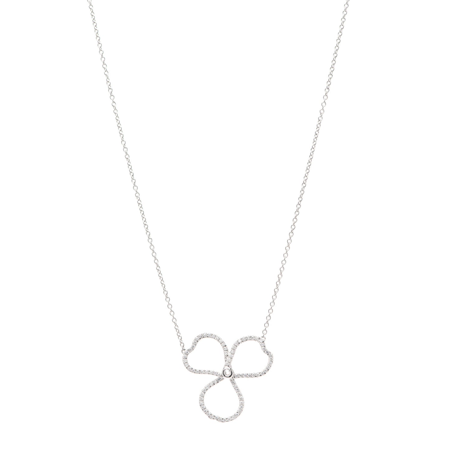 Platinum Diamond Large Paper Flowers Pendant Necklace