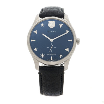 Gucci Stainless Steel Calfskin 40mm G-Timeless Charm Automatic Watch Black 1 of 4