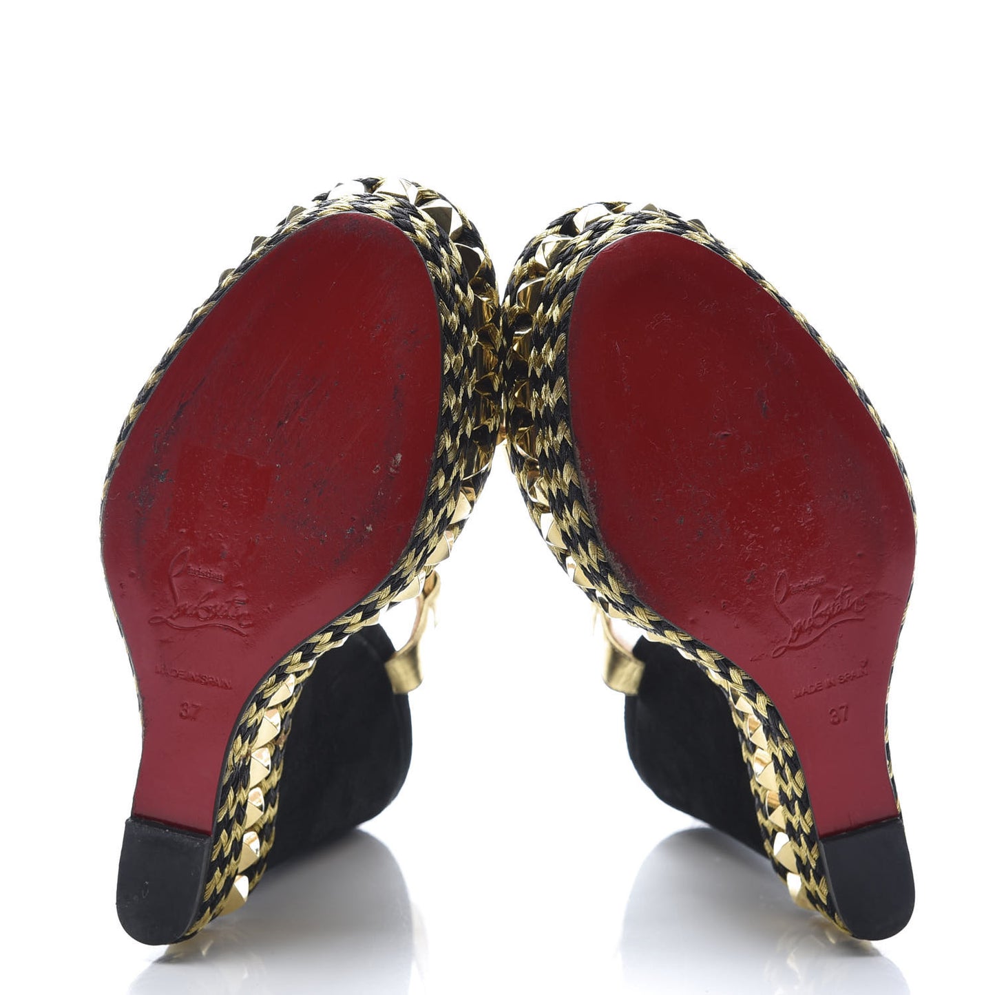 Suede Rope Cataclou 140 Wedge Sandals 37 Black Gold