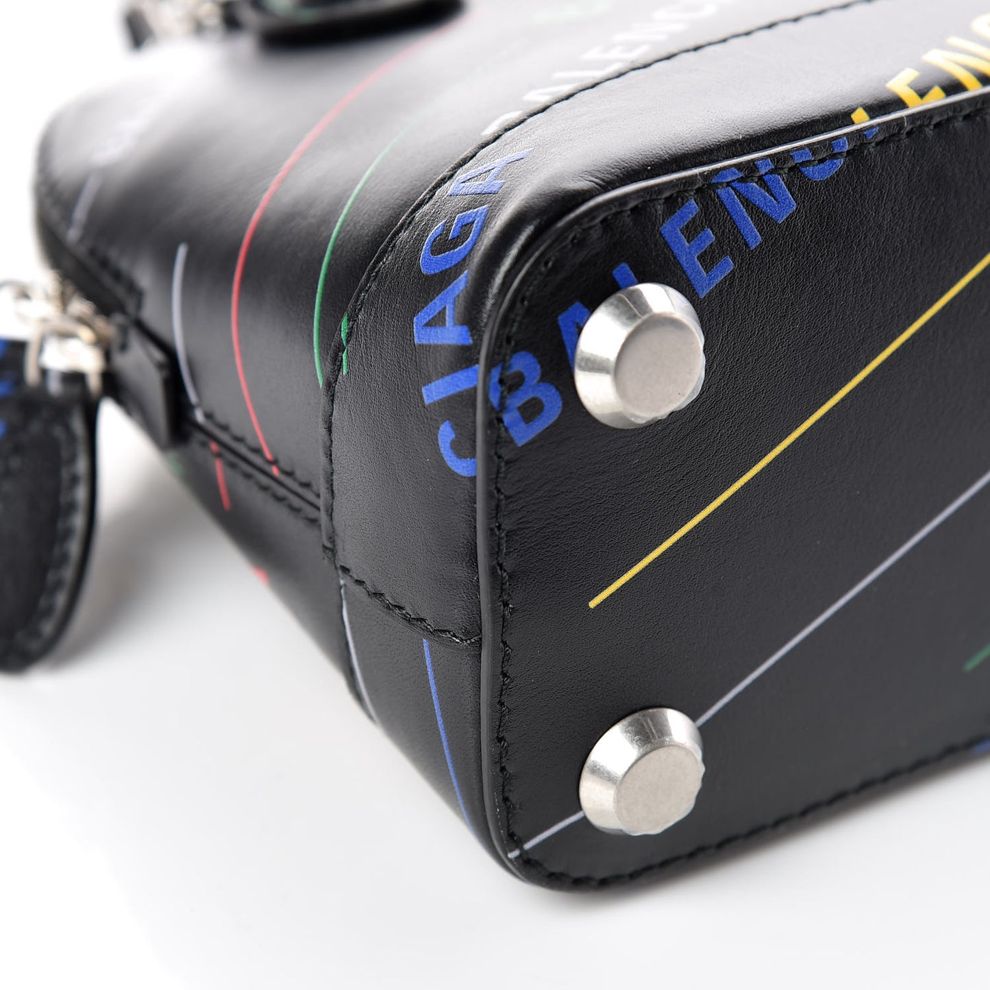 Calfskin Logo Print XXS Ville Top Handle Bag Black Multicolor