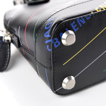 Balenciaga Calfskin Logo Print XXS Ville Top Handle Bag Black Multicolor 5 of 10