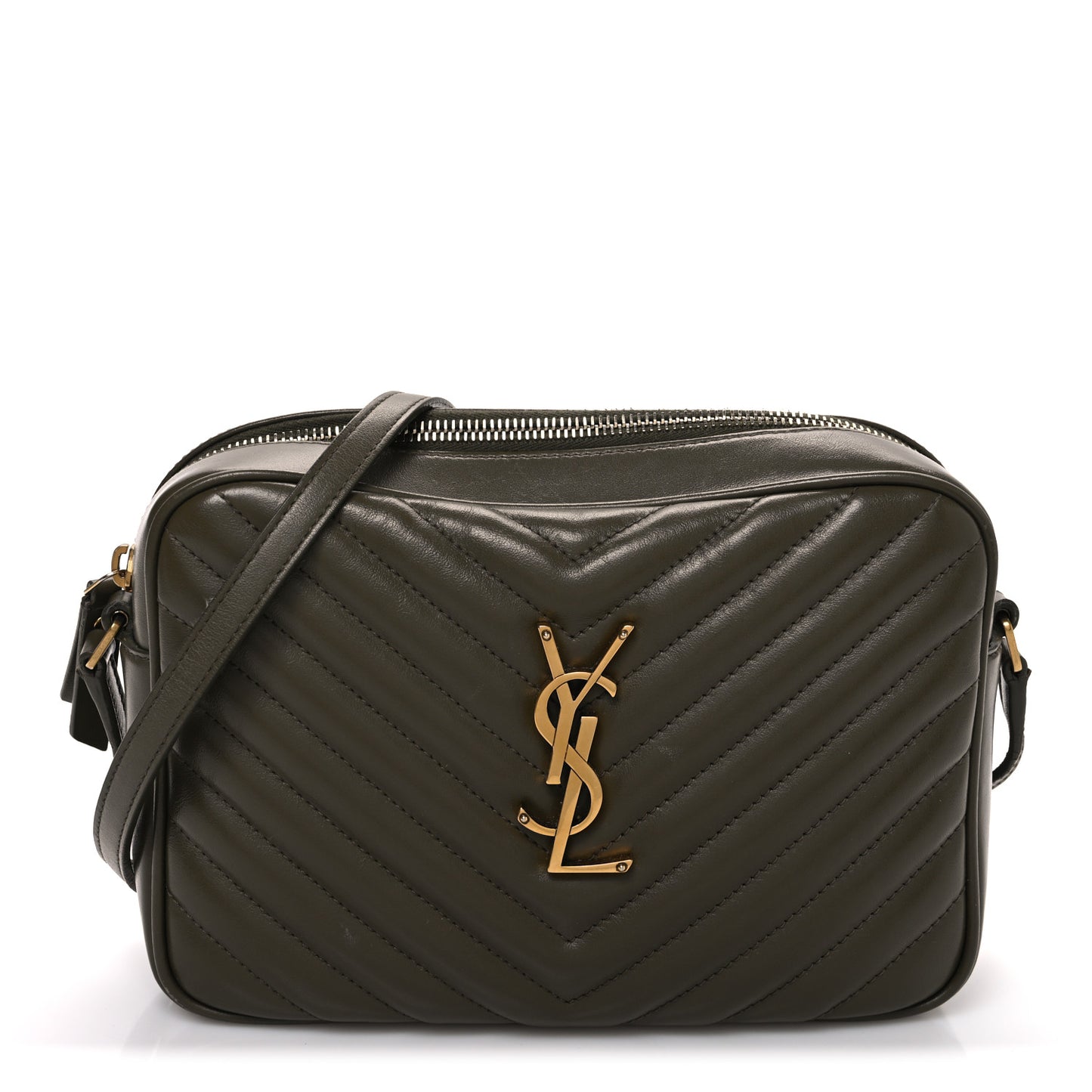 Calfskin Matelasse Monogram Lou Camera Bag Military Olive