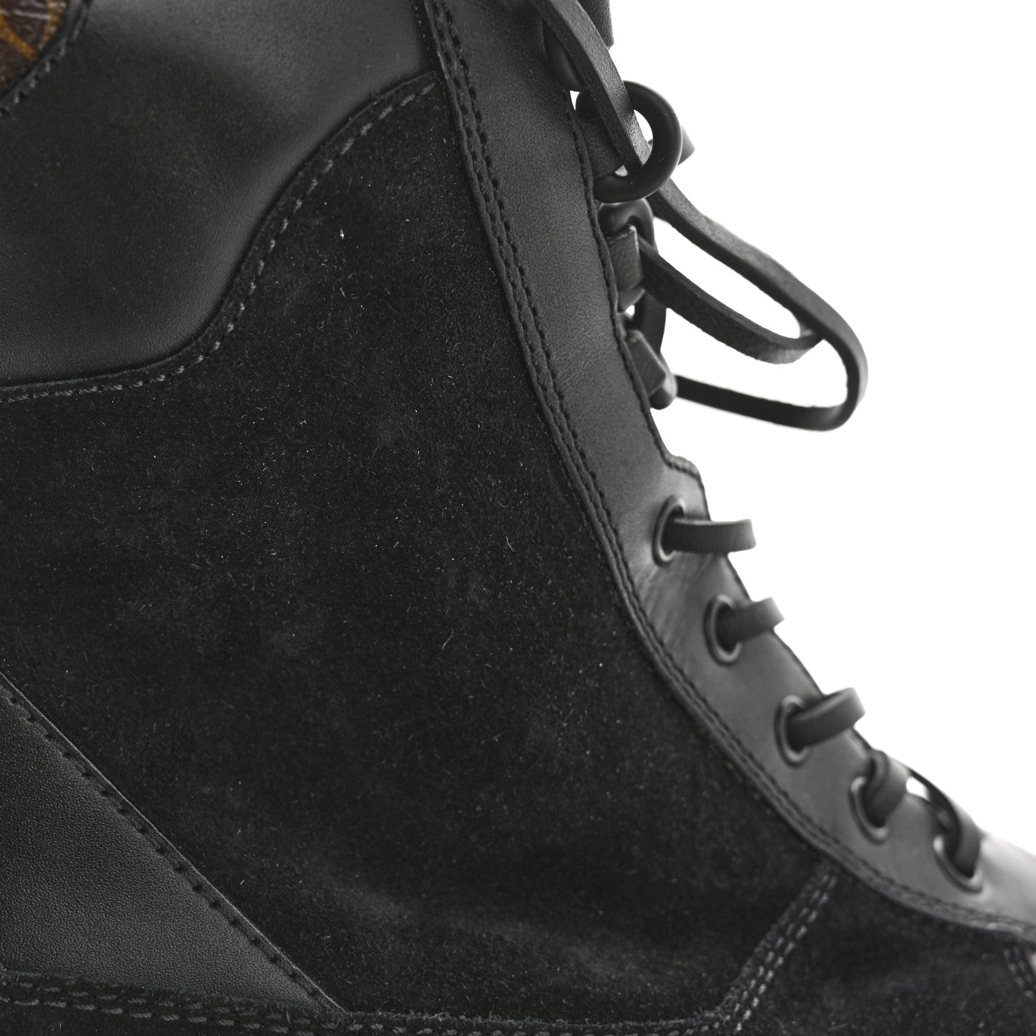 Louis Vuitton Suede Calfskin Monogram Laureate Platform Desert Boots 38 Black 10 of 11