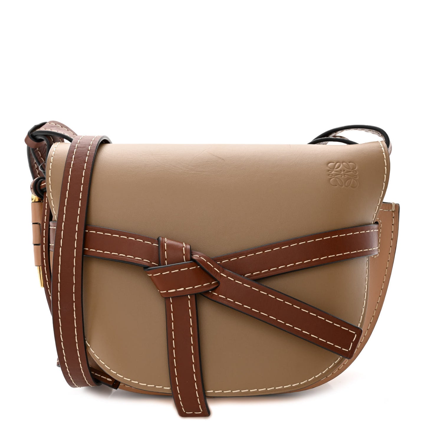 Calfskin Small Gate Crossbody Bag Mocca Powder