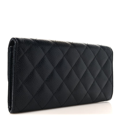 Chanel Caviar Quilted Large Gusset Flap Wallet Black 3 of 9