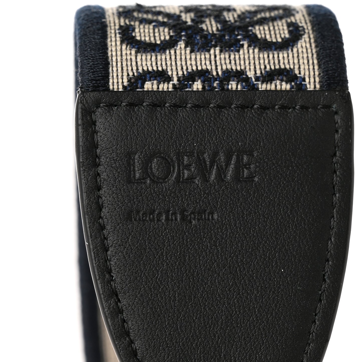 Calfskin Jacquard Anagram Strap Navy Black